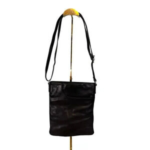 Margot Crossbody Shoulder Bag Womens Black Genuine Leather Messenger Slim Purse